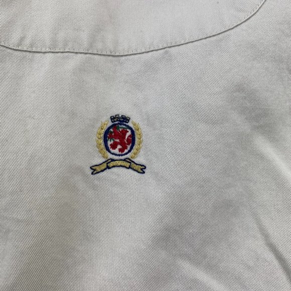 Vintage Tommy Hilfiger Shirt Men Extra Large XL Khaki Brown Button Down Big Logo - Picture 2 of 9